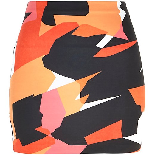 Orange graphic print mini tube skirt river-island szary mini