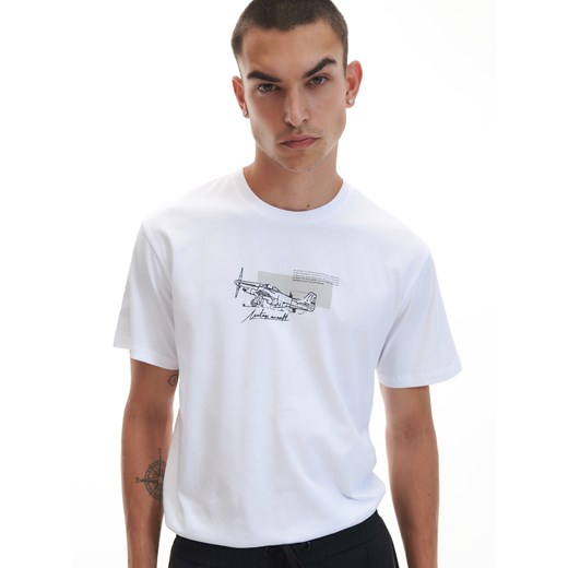 Reserved - T-shirt regular fit z nadrukiem - Biały Reserved M Reserved