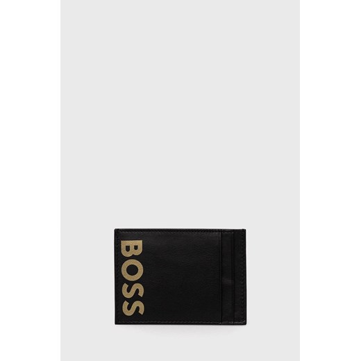 BOSS etui na karty skórzane męski kolor czarny ze sklepu ANSWEAR.com w kategorii Portfele męskie - zdjęcie 143380906