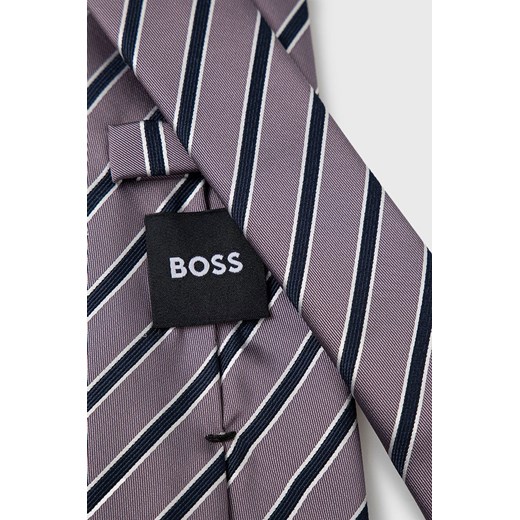 BOSS krawat jedwabny kolor fioletowy ONE ANSWEAR.com
