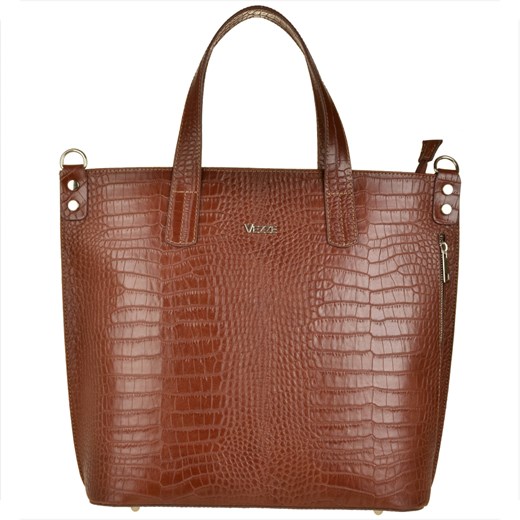Vezze torba skórzana shopper bag brąz koniak wzór wężowej skóry ze sklepu melon.pl w kategorii Torby Shopper bag - zdjęcie 143390398