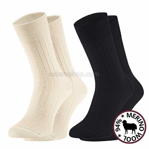 Skarpety merino wool 94% 2 pary białe czarne w zestawie Regina Socks 35-38 Estera Shop