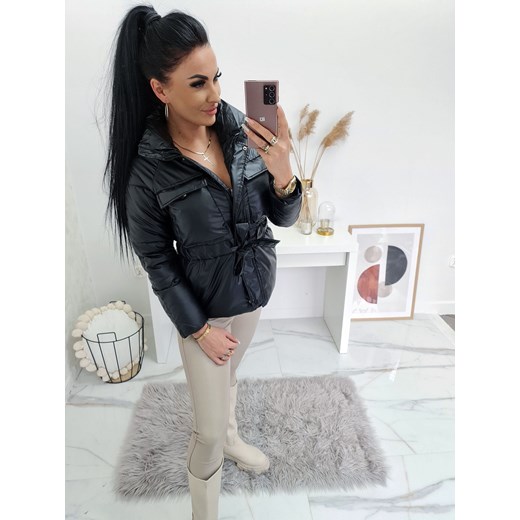 KURTKA ZIMOWA Z EKOSKÓRY LORETA ZE STÓJKĄ CZARNA Etnee L okazja STYLOWO