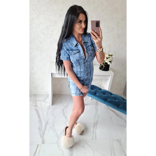 Sukienka JEANSOWA ELDA Niebieska Etnee S okazyjna cena STYLOWO
