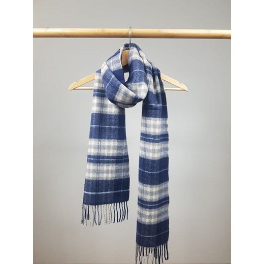 Szalik z kaszmiru i wełny Navy Grey White Tartan I Wełna OneSize Tartan i Wełna