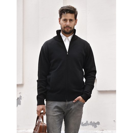 Sweter męski rozpinany z kieszeniami Paweł (duży)- czarny - 3XL ze sklepu Swetry Lasota w kategorii Swetry męskie - zdjęcie 143425576