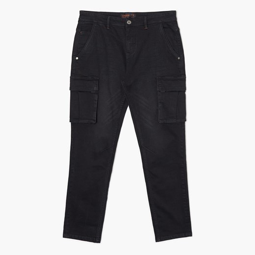 Cropp - Czarne jeansy cargo - Czarny Cropp 34/34 Cropp