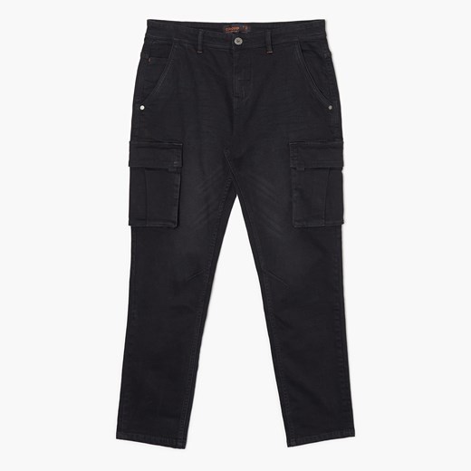 Cropp - Czarne jeansy cargo - Czarny Cropp 34/34 Cropp
