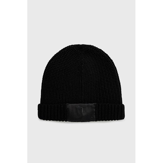 Trussardi czapka z domieszką wełny kolor czarny z domieszką wełny ze sklepu ANSWEAR.com w kategorii Czapki zimowe męskie - zdjęcie 143443518