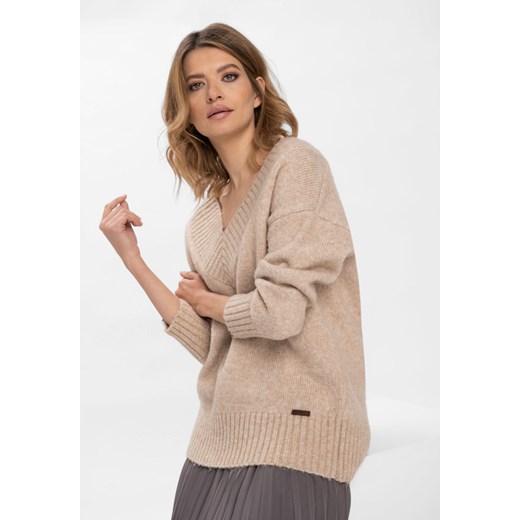 Sweter damski z dekoltem w serek S-CORTINA XL Volcano.pl