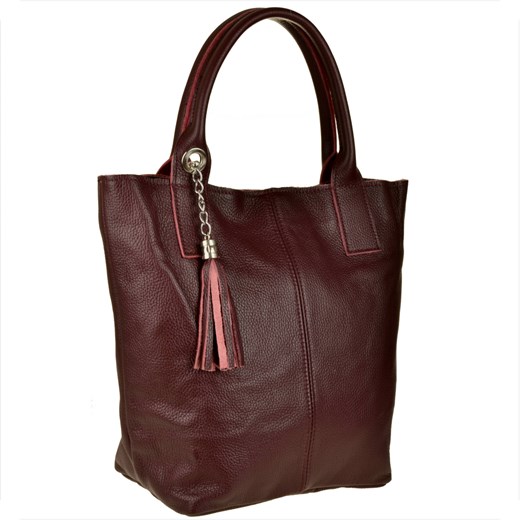 Bordowa torebka damska shopper skórzana z podszewką ze sklepu melon.pl w kategorii Torby Shopper bag - zdjęcie 143448938