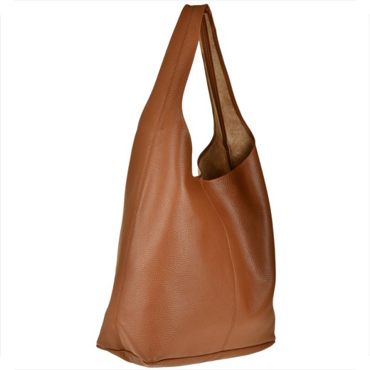 Torebka worek skórzana brąz camel shopper ze sklepu melon.pl w kategorii Torby Shopper bag - zdjęcie 143448946