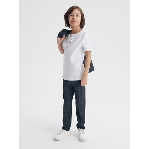 Reserved - Eleganckie spodnie slim fit w kratę - Szary Reserved 140 (9 lat) Reserved