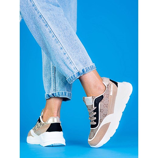sneakersy damskie shelovet na grubej platformie beżowe 37 czasnabuty.pl