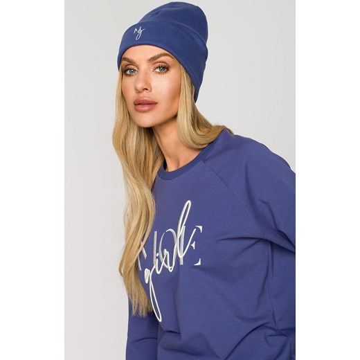 Czapka beanie z haftem MOE GIRL indygo M709, Kolor indygo, Rozmiar uniwersalny, MOE ze sklepu Primodo w kategorii Czapki zimowe damskie - zdjęcie 143566425