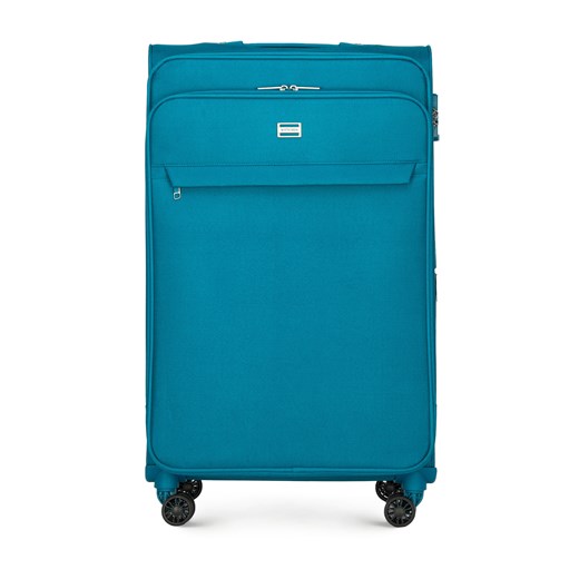 Duża walizka miękka jednokolorowa turkusowa ze sklepu WITTCHEN w kategorii Walizki - zdjęcie 143566549