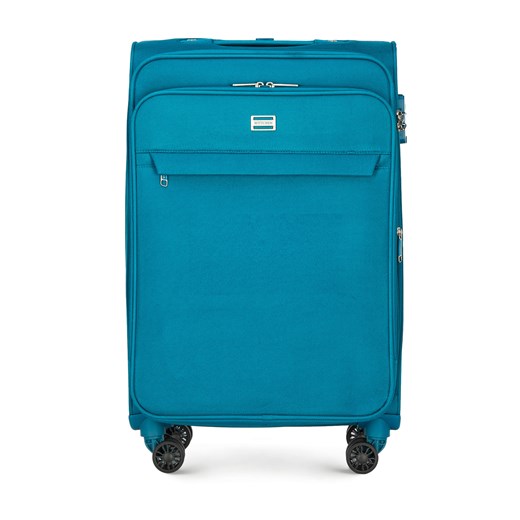 Średnia walizka miękka jednokolorowa turkusowa ze sklepu WITTCHEN w kategorii Walizki - zdjęcie 143566558