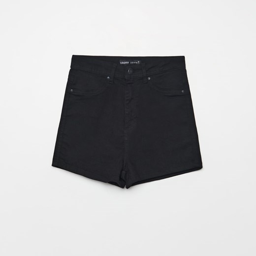 Cropp - Jeansowe szorty high waist - Czarny Cropp 32 wyprzedaż Cropp