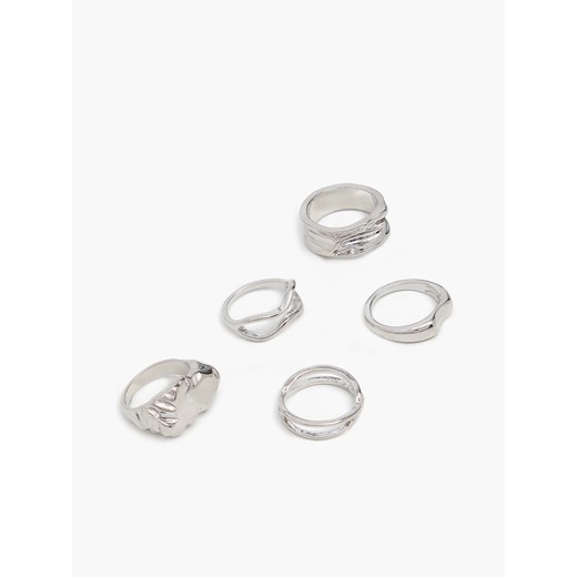 Cropp - 5 pack pierścionków - Srebrny Cropp Uniwersalny Cropp