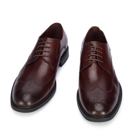 Męskie buty derby skórzane z płaskim szwem bordowe ze sklepu WITTCHEN w kategorii Buty eleganckie męskie - zdjęcie 143575538