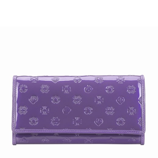 Damski portfel skórzany lakierowany z monogramem fioletowy ze sklepu WITTCHEN w kategorii Portfele damskie - zdjęcie 143579587