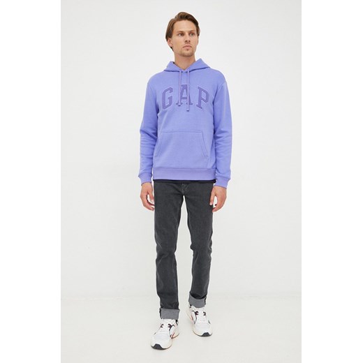 GAP bluza męska kolor fioletowy z kapturem z aplikacją Gap XL ANSWEAR.com