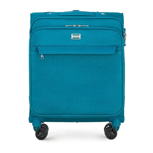 Mała walizka miękka jednokolorowa turkusowa ze sklepu WITTCHEN w kategorii Walizki - zdjęcie 143589276