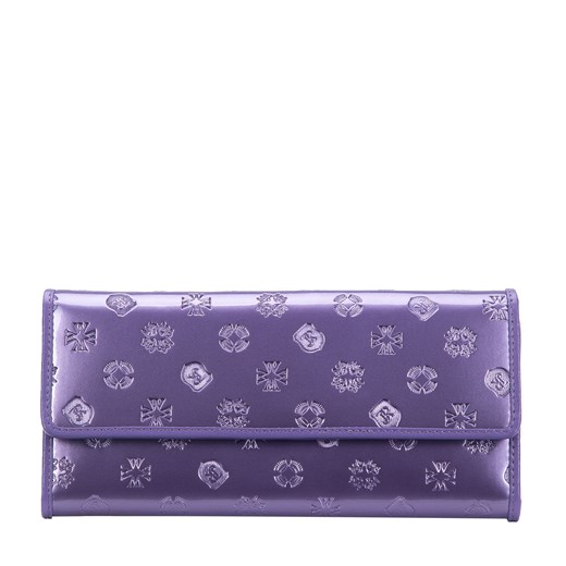Damski portfel z lakierowanej skóry z monogramem fioletowy ze sklepu WITTCHEN w kategorii Portfele damskie - zdjęcie 143589349