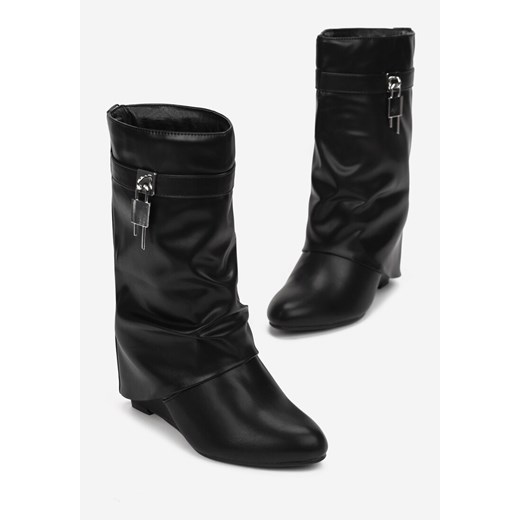 Czarne Kozaki na Koturnie Fanastos Renee 41 promocyjna cena renee.pl