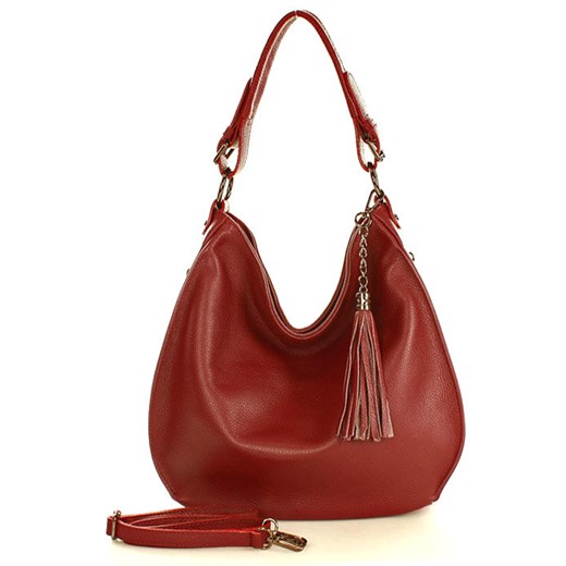 Torebka skórzana eleganc sacco MARCO MAZZINI - czerwona Genuine Leather uniwersalny promocyjna cena Verostilo