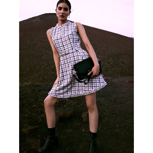 Mohito - Tweedowa sukienka - Kremowy Mohito 36 Mohito
