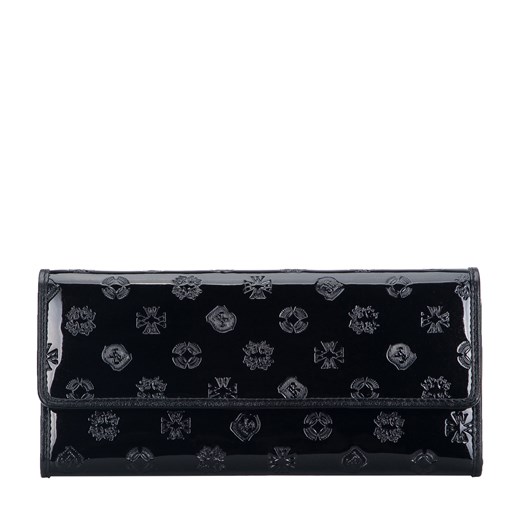 Damski portfel z lakierowanej skóry z monogramem czarny ze sklepu WITTCHEN w kategorii Portfele damskie - zdjęcie 143694405