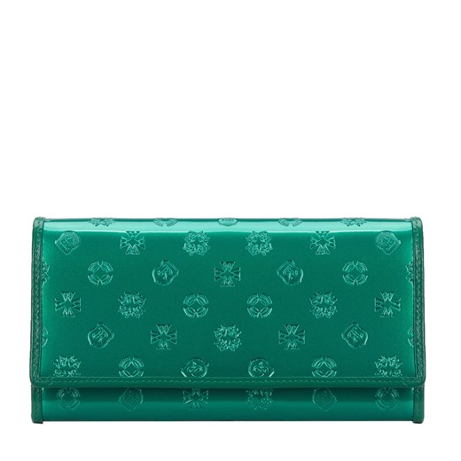 Damski portfel skórzany lakierowany z monogramem zielony ze sklepu WITTCHEN w kategorii Portfele damskie - zdjęcie 143697776