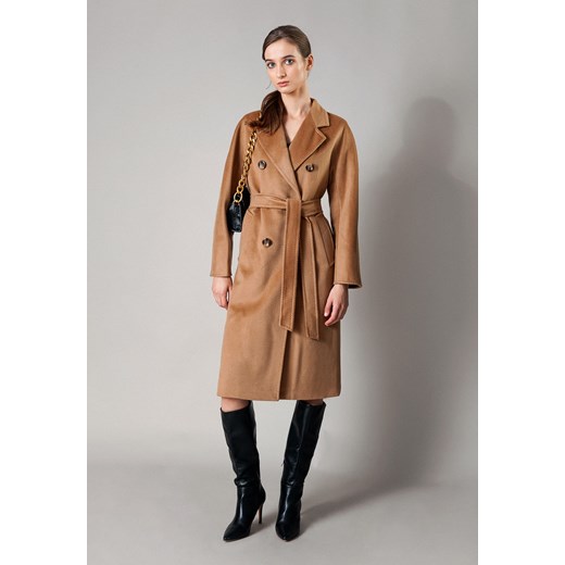 Camelowy dwurzędowy płaszcz 100% wełna ze sklepu Molton w kategorii Płaszcze damskie - zdjęcie 143713637