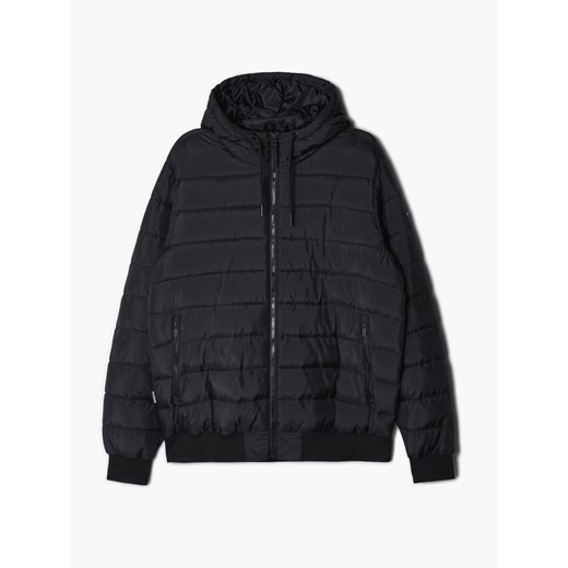 Cropp - Czarna pikowana kurtka z kapturem - czarny ze sklepu Cropp w kategorii Kurtki męskie - zdjęcie 143735888