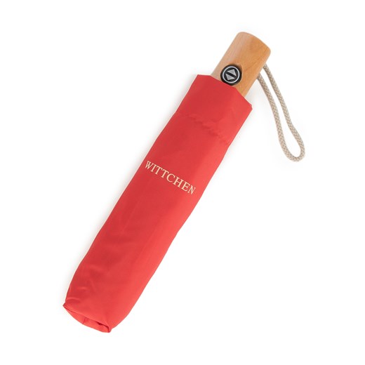 Parasol automatyczny z drewnianą rączką czerwony ze sklepu WITTCHEN w kategorii Parasole - zdjęcie 143747448