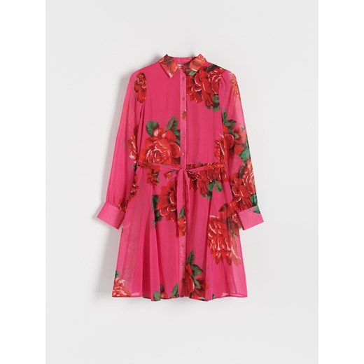 Reserved - Koszulowa sukienka w kwiaty - Różowy Reserved 42 Reserved
