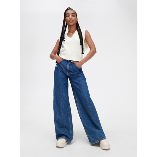 Cropp - Jeansy wide leg - Granatowy Cropp 38 Cropp