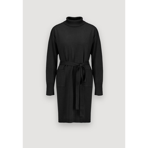 Sukienka Molton dopasowana nylonowa z długimi rękawami z golfem czarna na spacer 