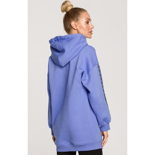 Jasno fioletowa bluza oversize z kapturem i ozdobnymi lampasami M696, Kolor jasny fiolet, Rozmiar L, MOE ze sklepu Primodo w kategorii Bluzy damskie - zdjęcie 143765125