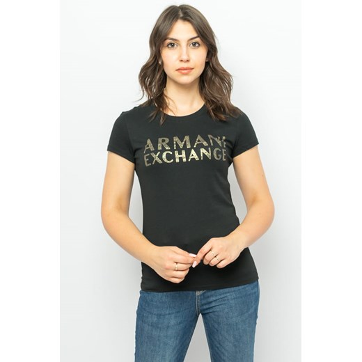 t-shirt damski armani exchange 6lyt12 yj6qz czarny ze sklepu Royal Shop w kategorii Bluzki damskie - zdjęcie 143798126