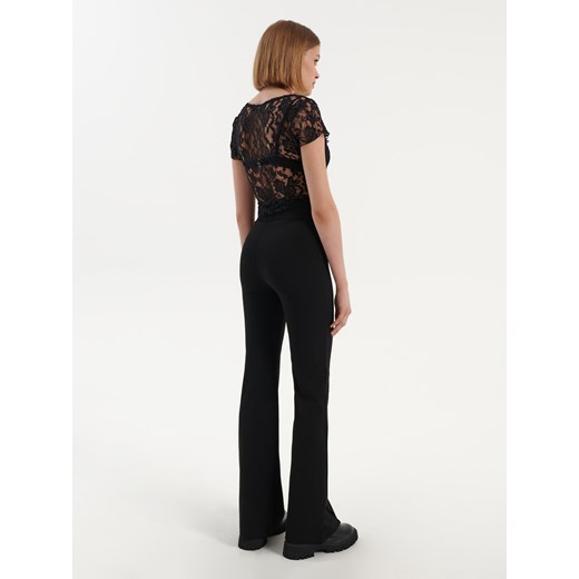Spodnie dzwony z dekoracyjnymi szwami czarne - Czarny House XL House