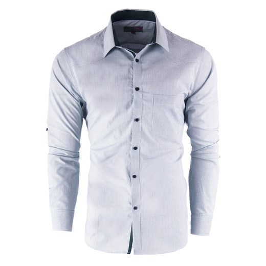 Koszula męska długi rękaw 96100 - błękitna ze sklepu Risardi w kategorii Koszule męskie - zdjęcie 143815577