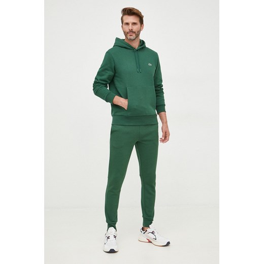 Lacoste bluza kolor zielony z kapturem gładka ze sklepu ANSWEAR.com w kategorii Bluzy męskie - zdjęcie 143816089