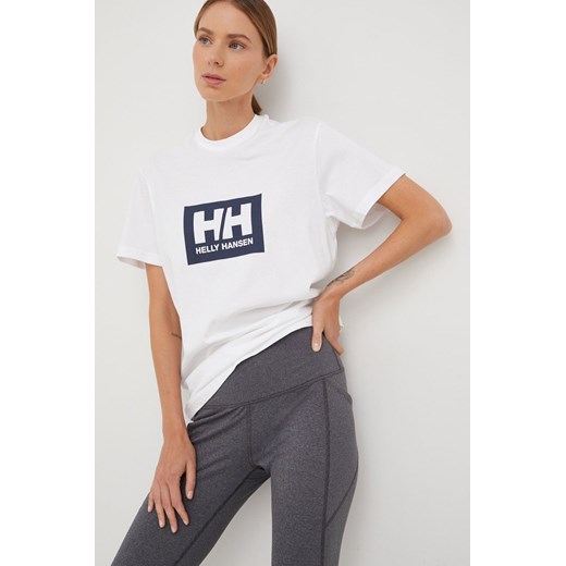 Helly Hansen t-shirt bawełniany kolor granatowy z nadrukiem Helly Hansen M ANSWEAR.com