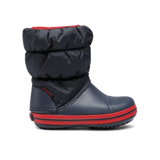 Buty zimowe dziecięce Crocs bez zapięcia z gumy granatowe kozaki 