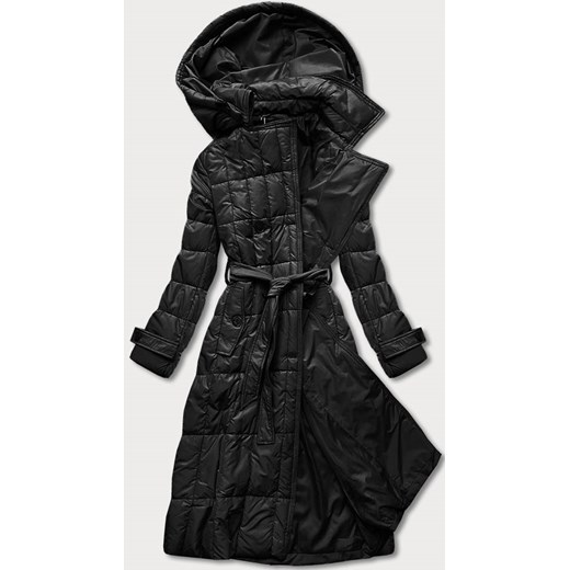 Klasyczny płaszcz pikowany damski czarna (ag2-j83) ze sklepu goodlookin.pl w kategorii Kurtki damskie - zdjęcie 143822985