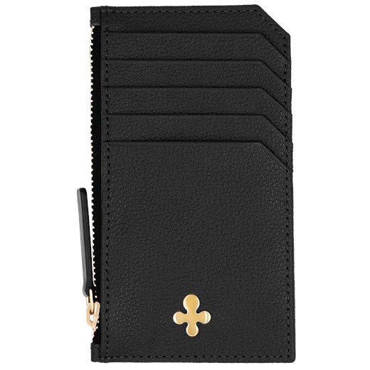 Card holder skórzany gładki w kolorze czarnym pozłacany Lilou One size Lilou