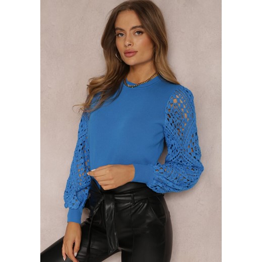 Niebieski Sweter Szydełkowy Zhivka Renee ONE SIZE Renee odzież promocyjna cena