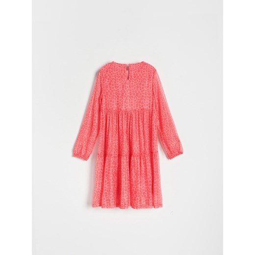 Reserved - Sukienka midi w cętki - Różowy Reserved 140 (9 lat) Reserved
